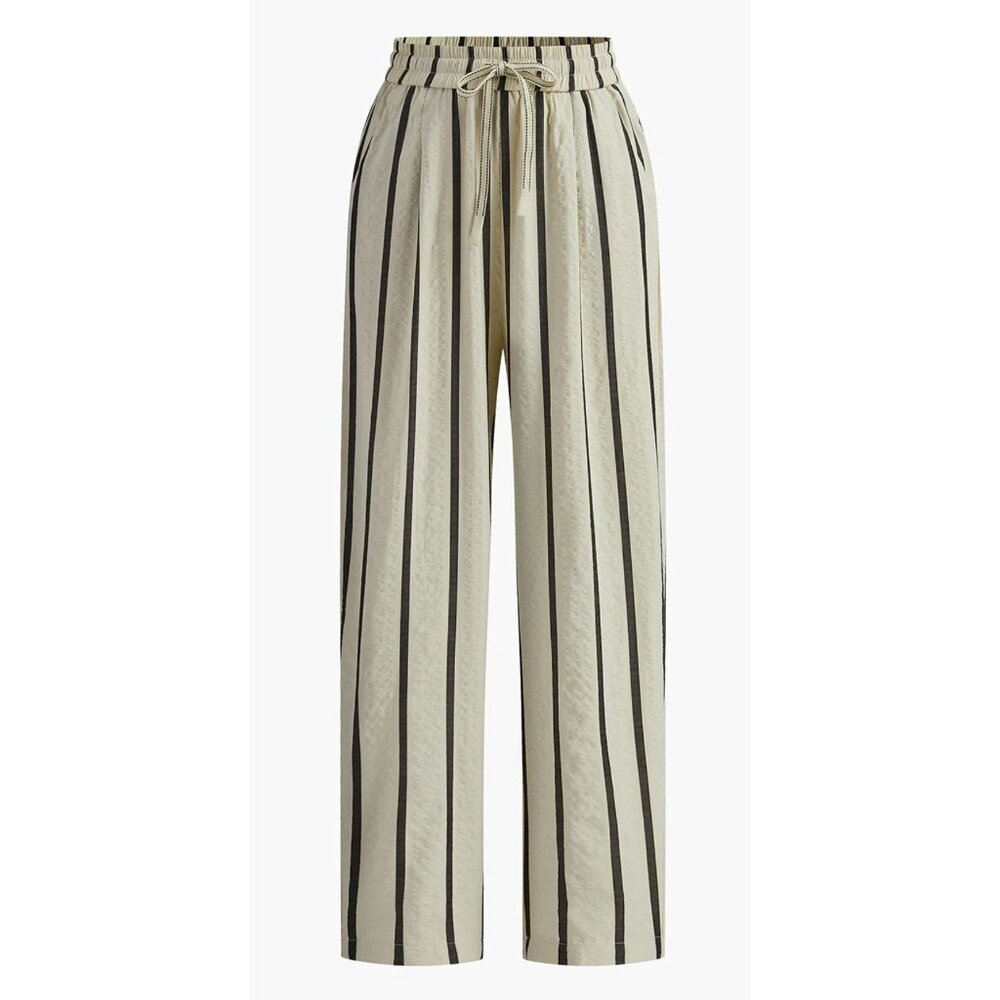 Commense Womens Striped Wide-Leg Pants S